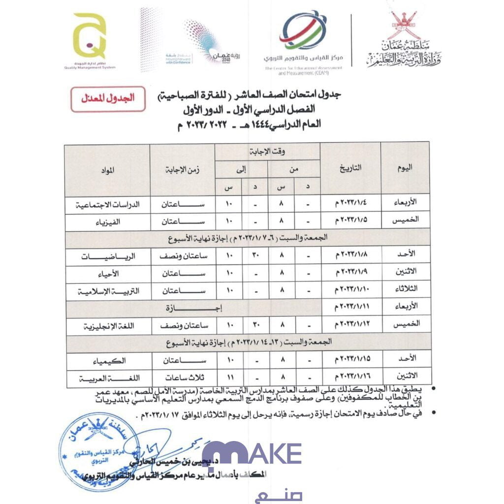 موعد نسب الثاني عشر 2023 سلطنة عمان
