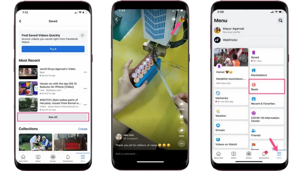 طريقة تحميل ريلز الفيس بوك بدون برامج